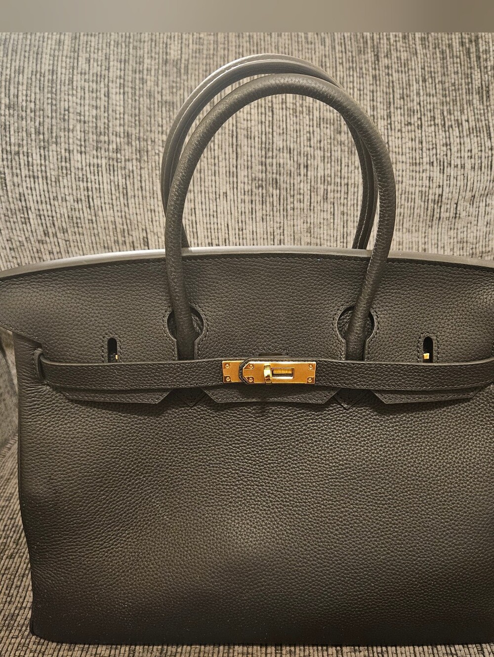 Black Leather Structured Tote Bag with Gold Hardware | Wirkin Bag